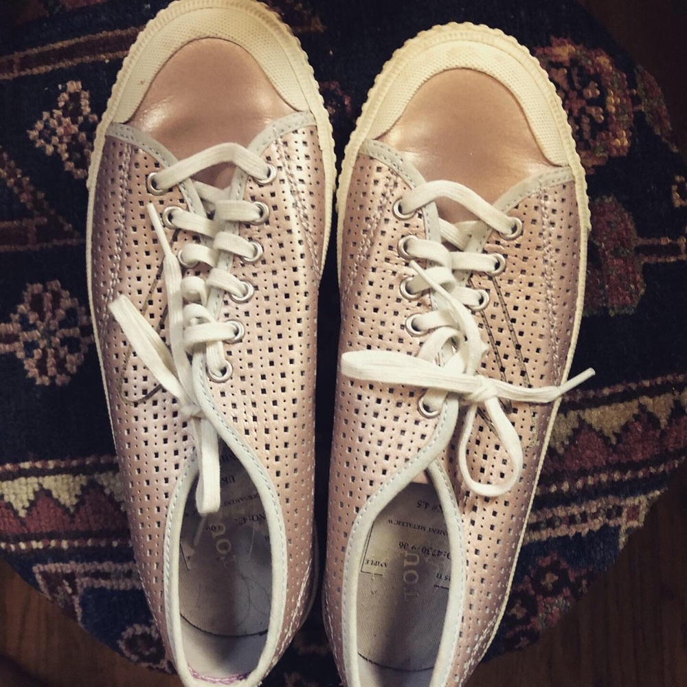 Tretorn rose gold sneakers size 7.